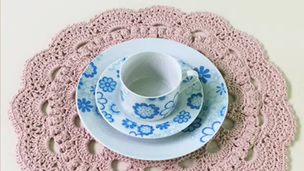 Sousplat de Crochê Rosa