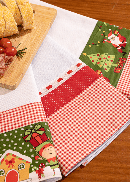 Panos de Copa Natalinos em Patchwork: Elegância Artesanal para sua Cozinha