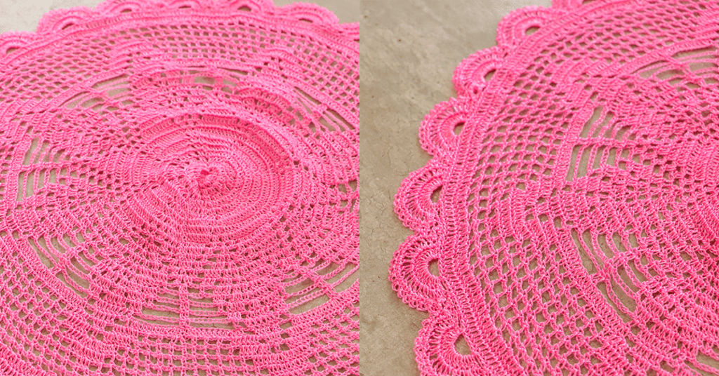 Centro de Mesa em Crochê Rosa com Gráficos e Passo a Passo