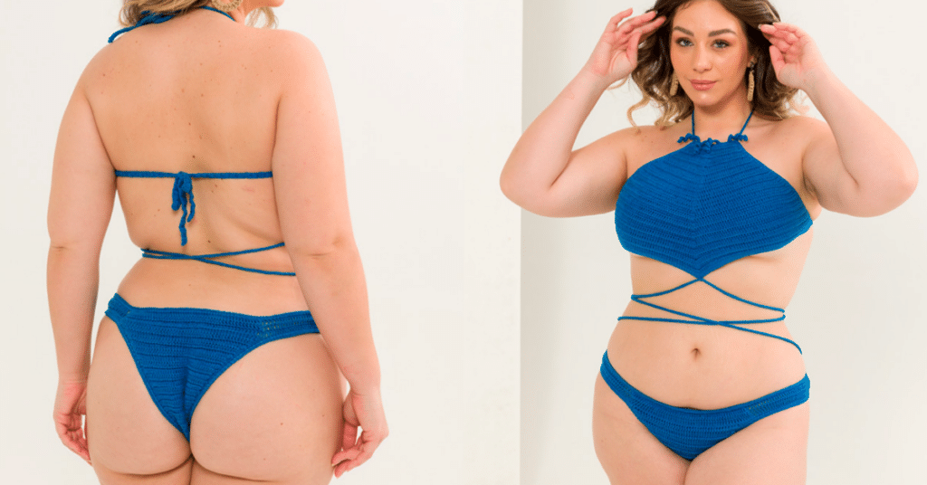 Moda Verão 2024: Biquíni de Crochê Oceano com Gráficos