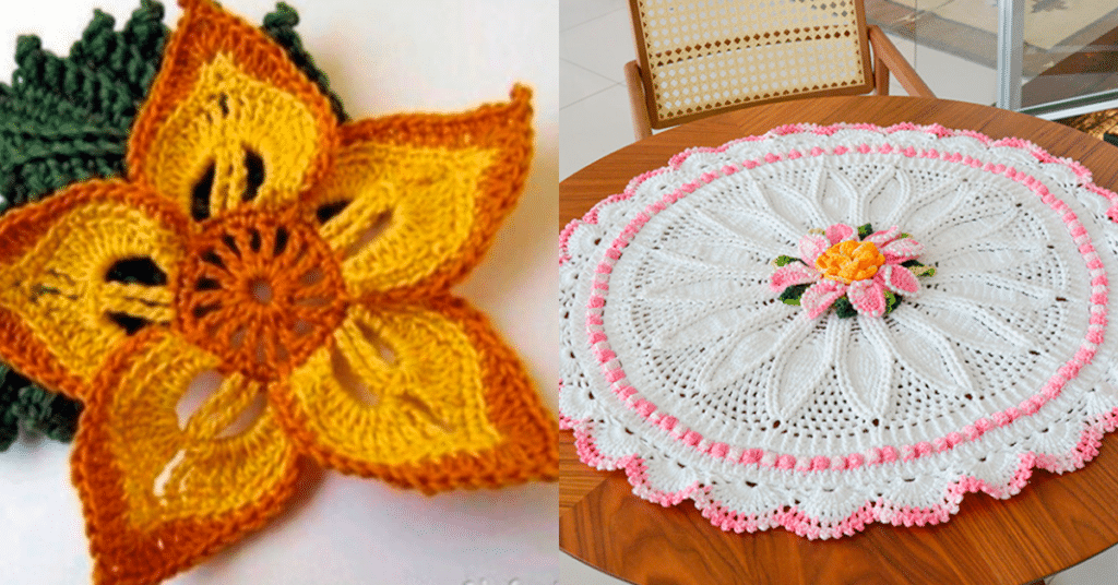 Flores de Crochê para Aplicação com Gráficos e Passo a Passo
