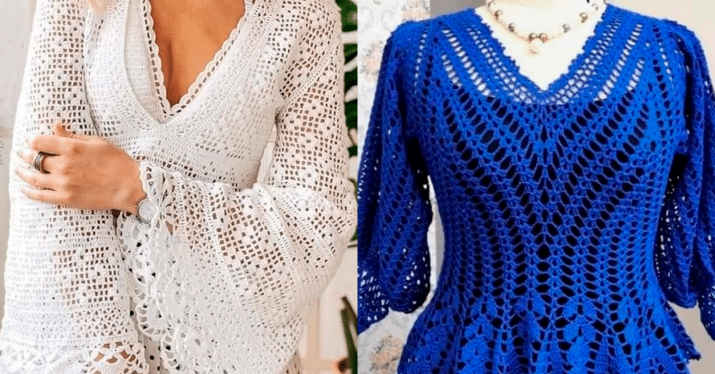 Modelos de Blusas de Crochê Modernas e Cheias de Estilo com Gráfico dos Pontos