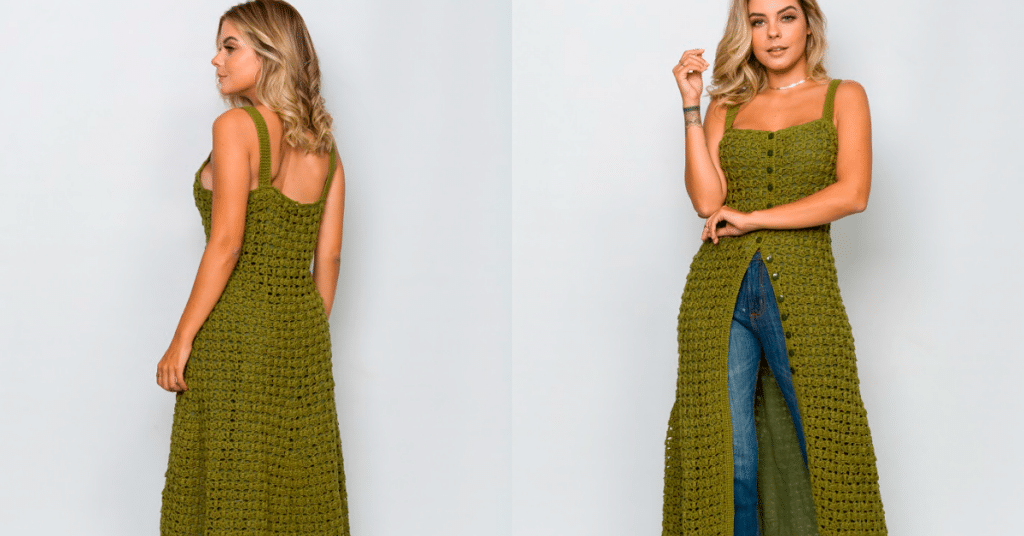 Como Fazer Vestido em Crochê Aberto Militar com Gráficos Fácil