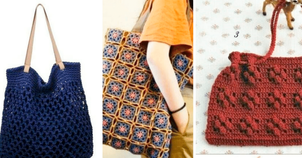 Bolsas de Crochê Simples e Bonitas - 35 Opções com Gráficos