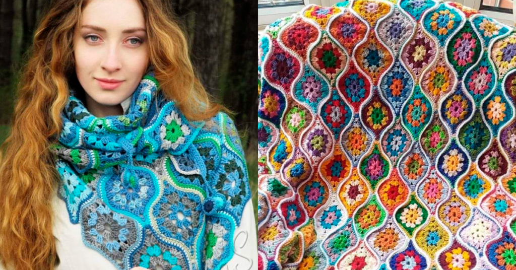 Motivo de Crochê com Flor Africana: Faça xale, bolsa, blusas e cachecóis
