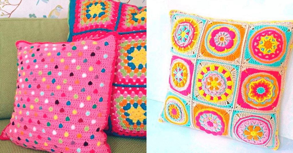 Ideias: Almofadas de Crochê Coloridas para Complementar Renda