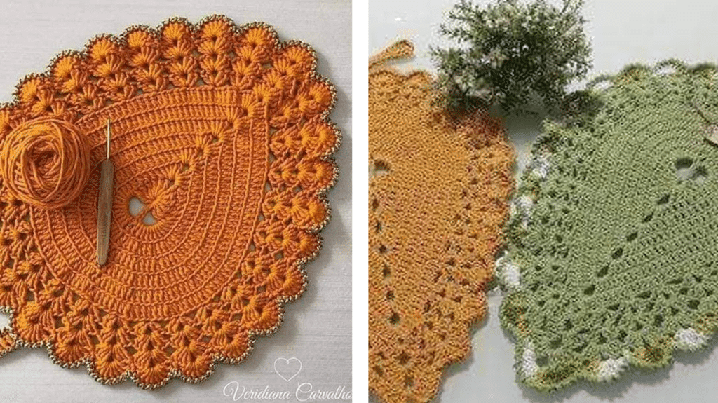 sousplats de croche folha