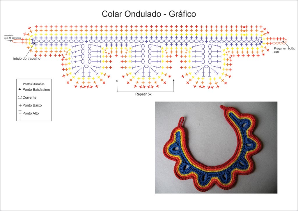 colar de crochê