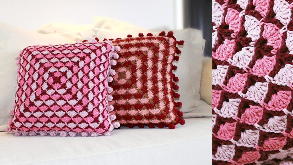 almofada de crochê