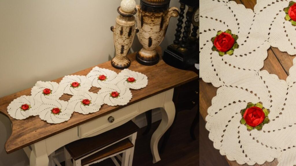 trilho de mesa em crochê