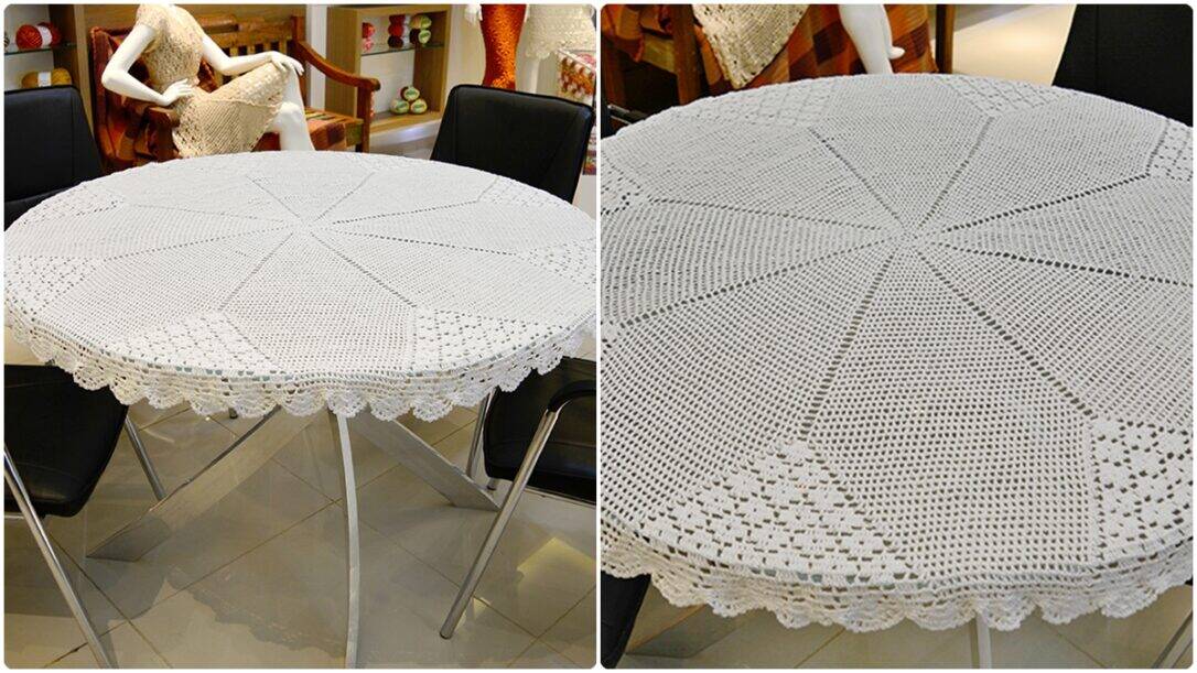 Toalha de mesa redonda em crochê, fácil e prático: Passo a passo com ...