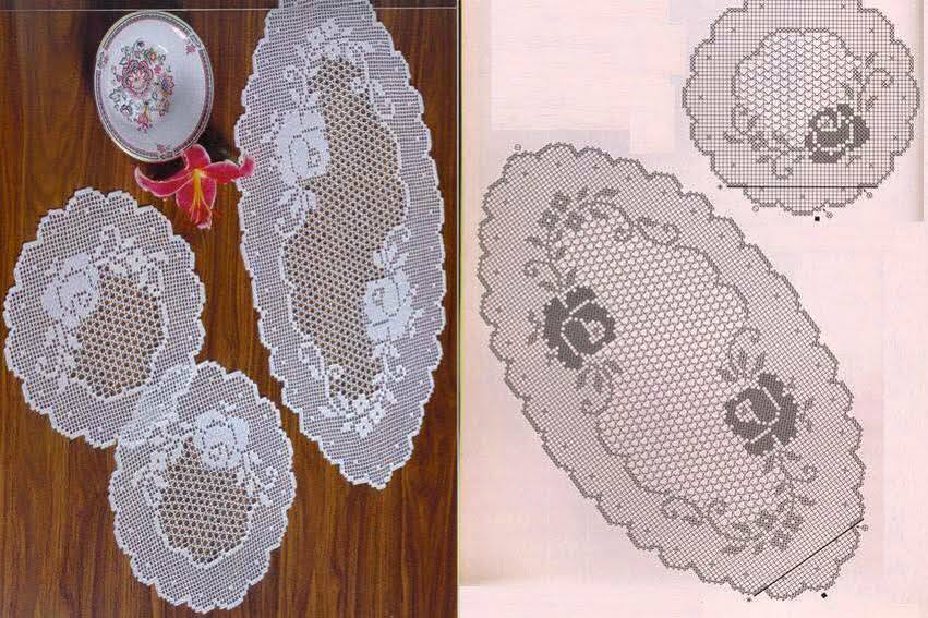 centros de mesa em crochê