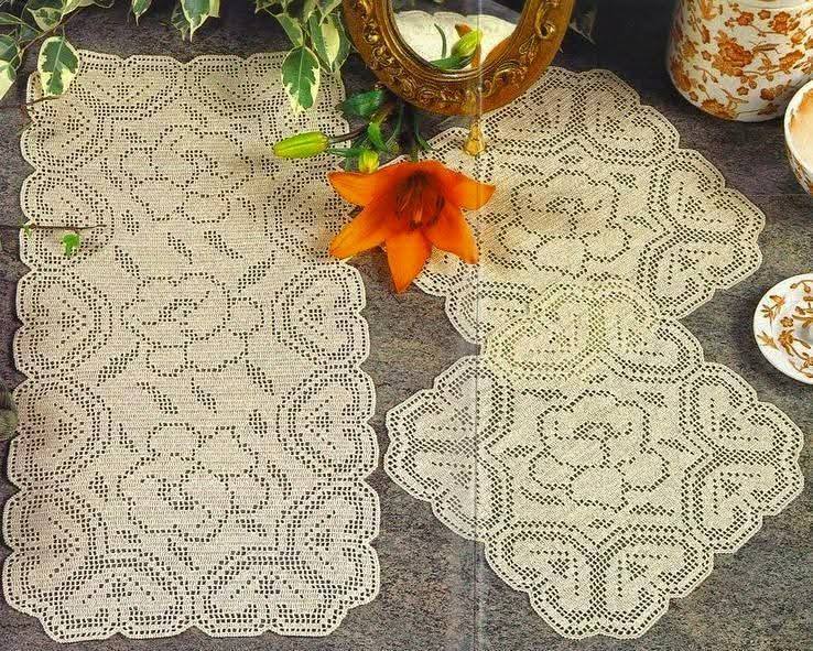 centros de mesa em crochê