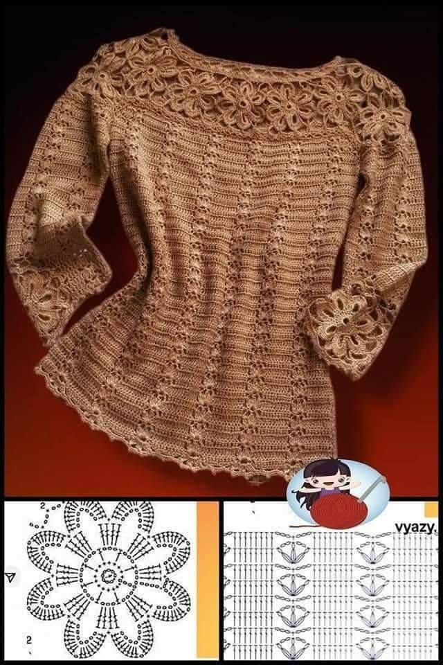 blusas de crochê
