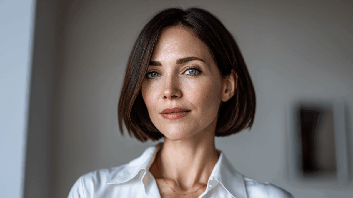 imagem gerada por IA de Mulher com o corte de cabelo Bob clássico
