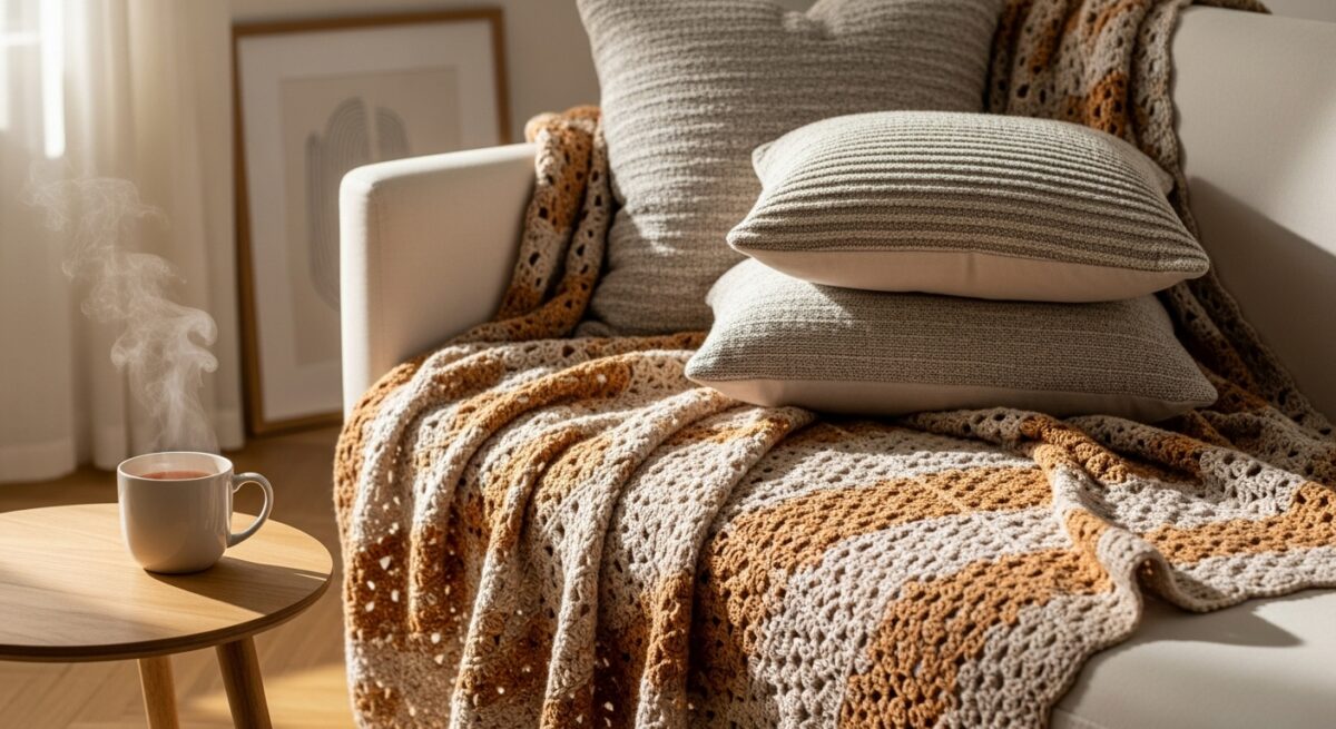 Mantas de crochê: o toque artesanal que combina conforto, estilo e personalidade na decoração.
