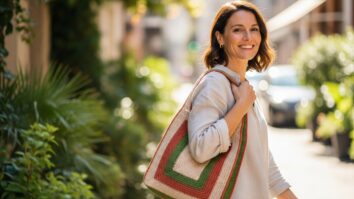 Bolsas de crochê modernas com formatos criativos e texturas artesanais, representando estilo, autenticidade e design contemporâneo.
