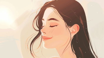 Ilustração gerada por IA de mulher feliz sentindo plenitude